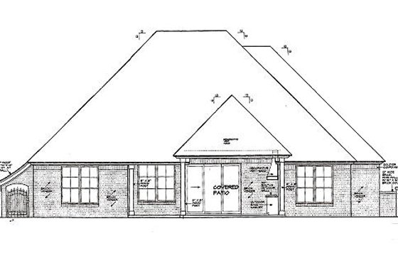 Exterior - Rear Elevation for European House Plan #310-977 - 3 bed, 2 bath