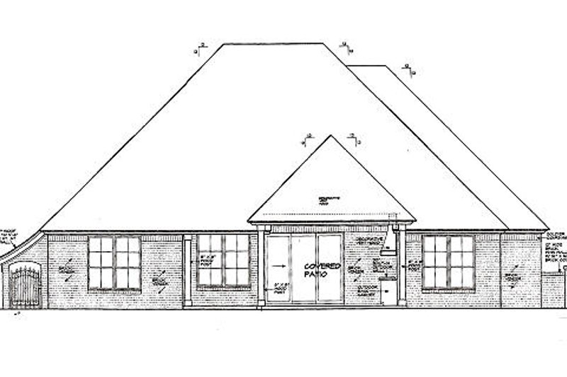 Home Plan - Exterior - Rear Elevation for European House Plan #310-977 - 3 bed, 2 bath