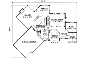 Floor Plan - Main Floor for European House Plan #67-611 - 4 bed, 4 bath