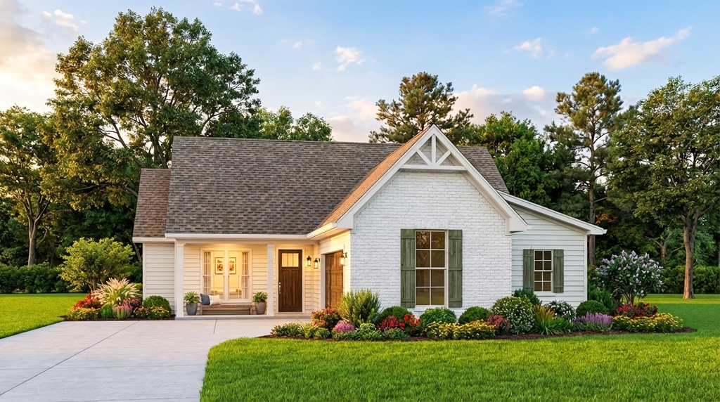 Exterior - Front Elevation 2 for Cottage House Plan #406-9657 - 3 bed, 2 bath