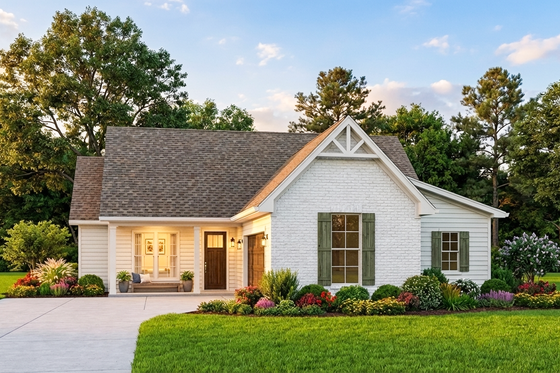Exterior - Front Elevation for Cottage House Plan #406-9657 - 3 bed, 2 bath