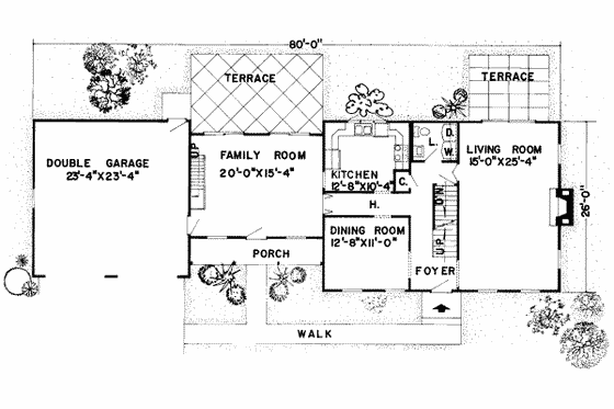 Floor Plan - Main Floor for Farmhouse House Plan #312-477 - 3 bed, 2.5 bath