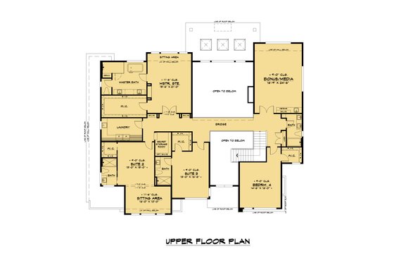 Floor Plan - Upper Floor for Modern House Plan #1066-157 - 5 bed, 5 bath