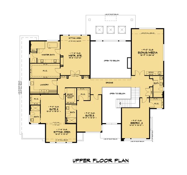 Architectural House Design - Modern Floor Plan - Upper Floor Plan #1066-157