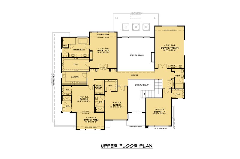Dream House Plan - Floor Plan - Upper Floor for Modern House Plan #1066-157 - 5 bed, 5 bath