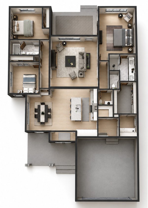 House Design - Floor Plan - Main Floor 1 for Farmhouse House Plan #51-1534 - 3 bed, 2.5 bath