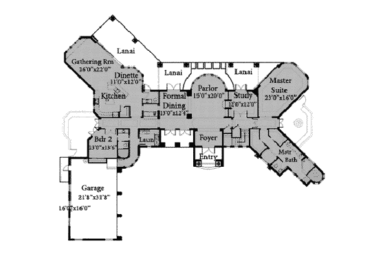 Floor Plan - Main Floor for European House Plan #115-124 - 4 bed, 4.5 bath