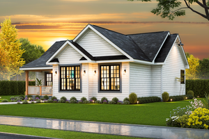 Exterior - Front Elevation 3 for Ranch House Plan #54-653 - 3 bed, 2 bath