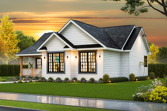 Exterior - Front Elevation 3 for Ranch House Plan #54-653 - 3 bed, 2 bath