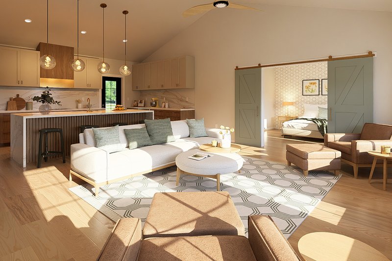 House Blueprint - Interior - Family Room for Farmhouse House Plan #126-313 - 2 bed, 2 bath