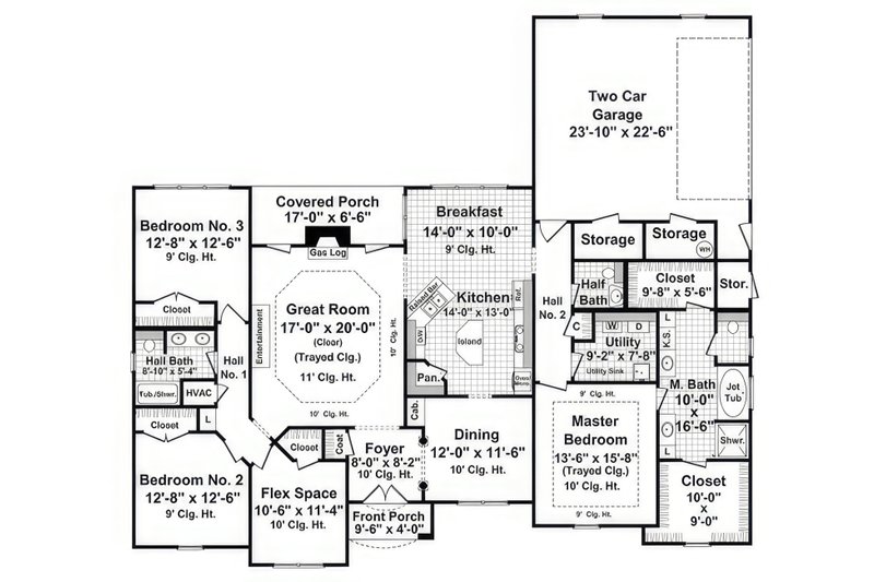 Home Plan - Floor Plan - Main Floor for Farmhouse House Plan #21-554 - 4 bed, 2.5 bath