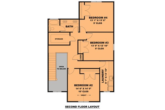 Floor Plan - Upper Floor for Farmhouse House Plan #1111-6 - 4 bed, 2.5 bath