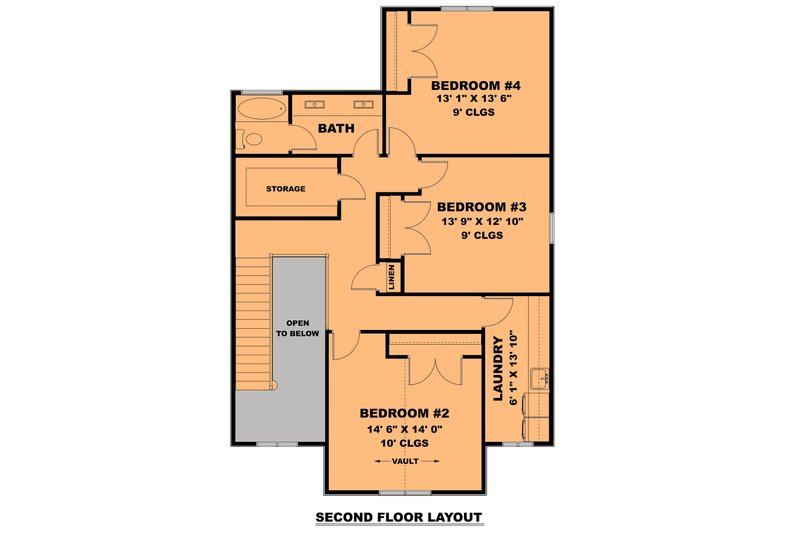 House Blueprint - Floor Plan - Upper Floor for Farmhouse House Plan #1111-6 - 4 bed, 2.5 bath