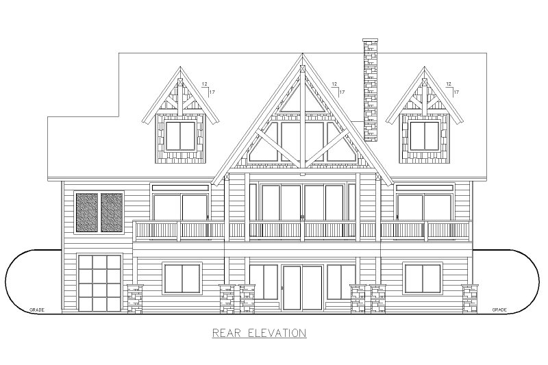 Architectural House Design - Exterior - Rear Elevation for Craftsman House Plan #117-938 - 3 bed, 2.5 bath
