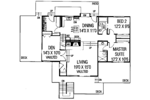 Floor Plan - Main Floor for Modern House Plan #60-325 - 3 bed, 2 bath