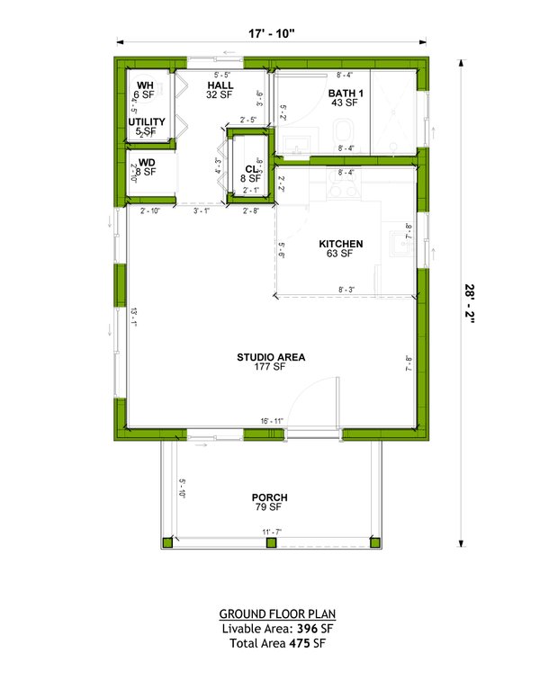 Dream House Plan - Floor Plan - Main Floor for Farmhouse House Plan #1106-160, 1 bath