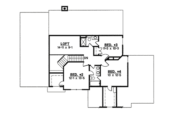 Floor Plan - Upper Floor for Traditional House Plan #67-848 - 4 bed, 3 bath