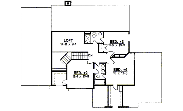 Traditional Floor Plan - Upper Floor Plan #67-848