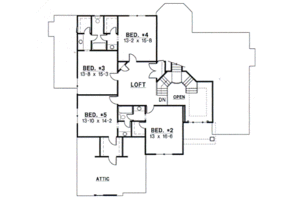 Floor Plan - Upper Floor for European House Plan #67-444 - 5 bed, 3.5 bath