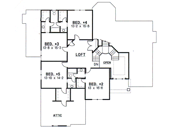 European Floor Plan - Upper Floor Plan #67-444
