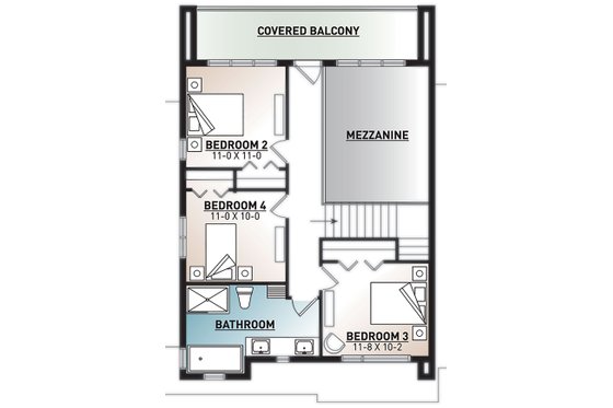 Floor Plan - Upper Floor for Modern House Plan #23-2310 - 4 bed, 3 bath