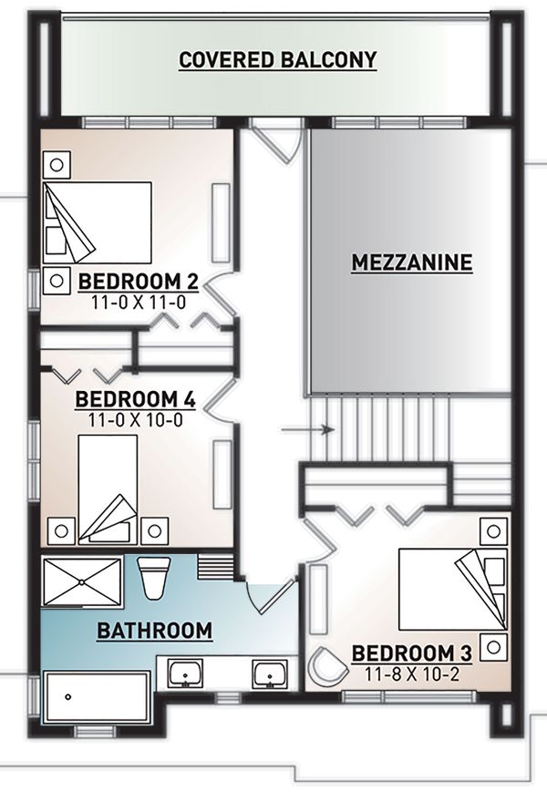 Home Plan - Modern Floor Plan - Upper Floor Plan #23-2310
