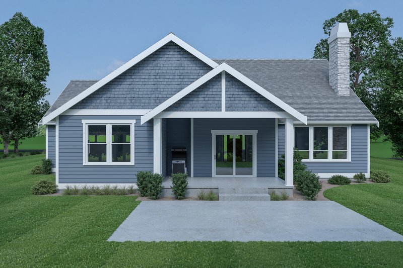 House Blueprint - Exterior - Rear Elevation for Craftsman House Plan #1070-200 - 3 bed, 2.5 bath