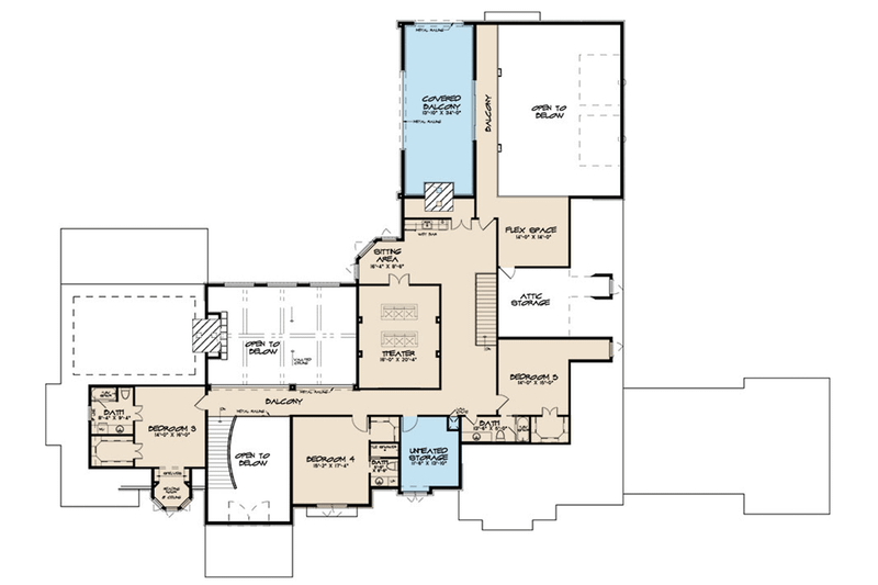 Architectural House Design - Floor Plan - Upper Floor for European House Plan #923-112 - 5 bed, 6.5 bath
