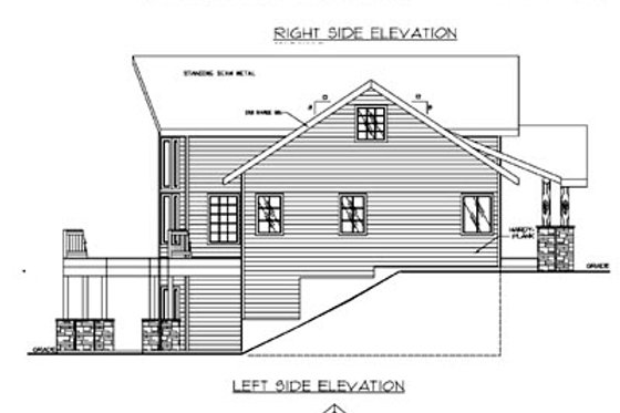 Exterior - Rear Elevation for Bungalow House Plan #117-542 - 3 bed, 2.5 bath