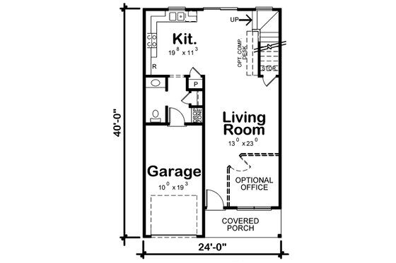 Floor Plan - Main Floor for Traditional House Plan #20-2407 - 3 bed, 2.5 bath