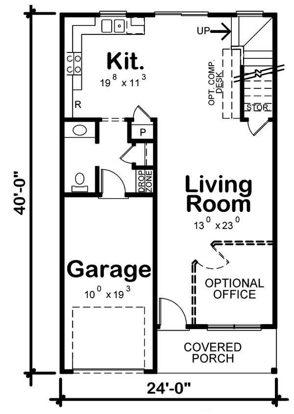 Architectural House Design - Traditional Floor Plan - Main Floor Plan #20-2407
