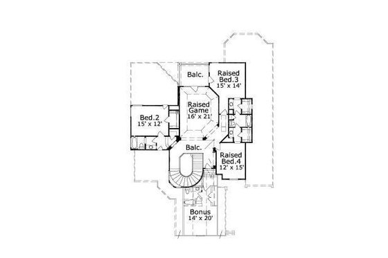 Floor Plan - Upper Floor for European House Plan #411-821 - 4 bed, 3.5 bath