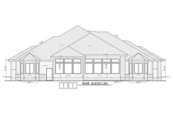Exterior - Rear Elevation for Traditional House Plan #20-2530 - 4 bed, 4.5 bath