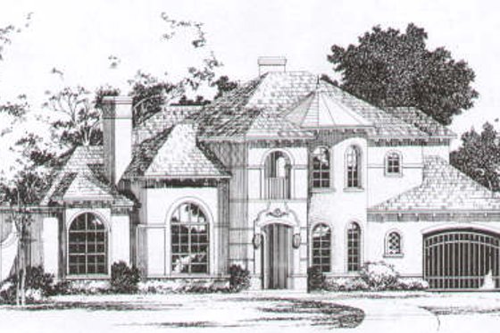 Exterior - Front Elevation for Mediterranean House Plan #141-223 - 4 bed, 3.5 bath
