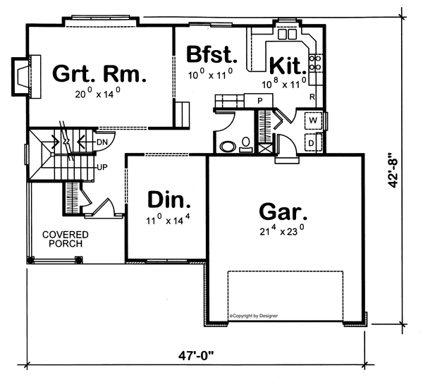 House Design - Craftsman Floor Plan - Main Floor Plan #20-250
