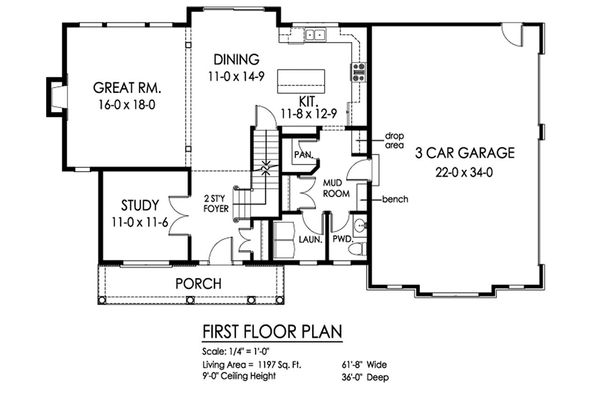 Architectural House Design - Traditional Floor Plan - Main Floor Plan #1010-224