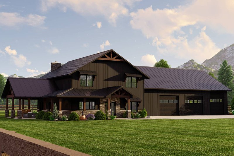 House Blueprint - Farmhouse Exterior - Front Elevation Plan #1064-110