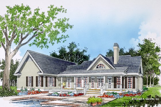 Exterior - Rear Elevation for Farmhouse House Plan #929-1046 - 3 bed, 2.5 bath