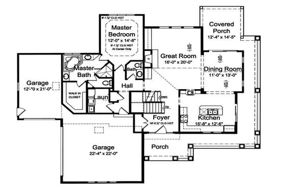 Floor Plan - Main Floor for Craftsman House Plan #46-471 - 4 bed, 2.5 bath