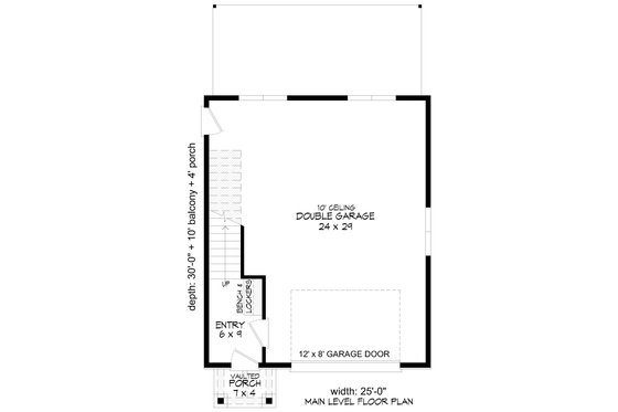 Floor Plan - Main Floor for Modern House Plan #932-1293 - 1 bed, 1 bath
