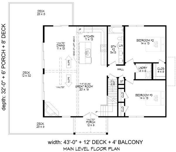 Country Floor Plan - Main Floor Plan #932-995
