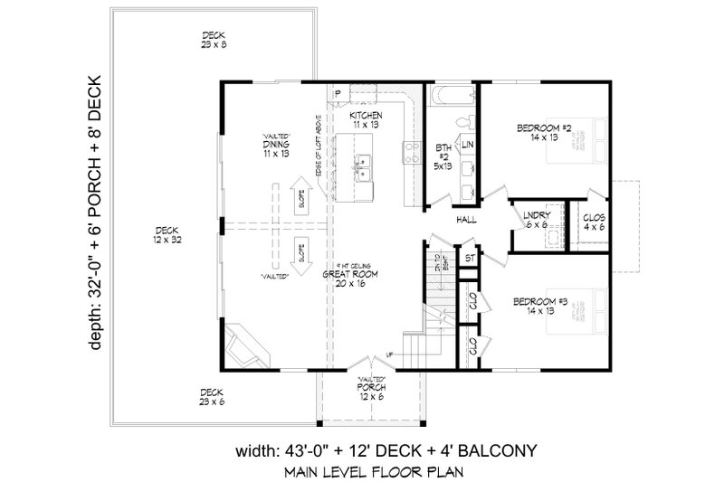 Architectural House Design - Floor Plan - Main Floor for Country House Plan #932-995 - 3 bed, 2 bath