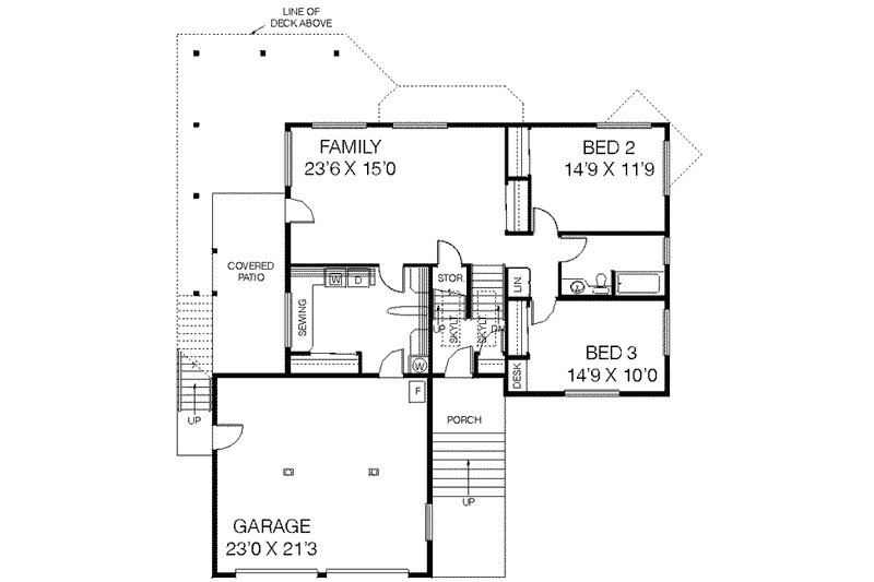 Home Plan - Floor Plan - Main Floor for Bungalow House Plan #60-383 - 3 bed, 2 bath