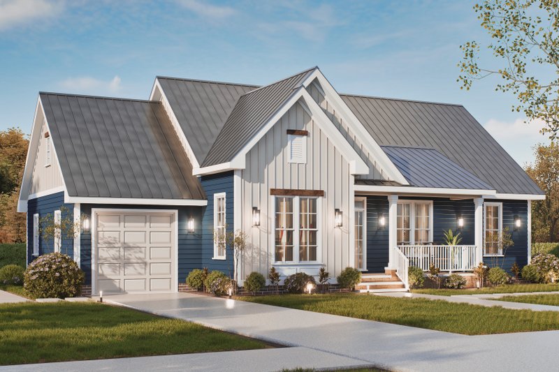 House Blueprint - Exterior - Front Elevation 4 for Bungalow House Plan #54-686 - 2 bed, 3 bath