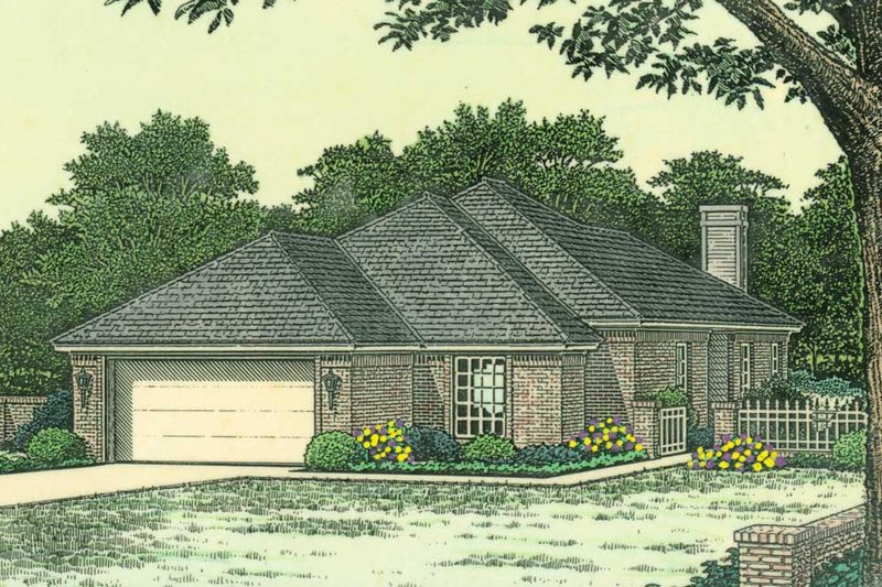 Colonial Style House Plan - 3 Beds 2 Baths 1330 Sq/Ft Plan #310-747