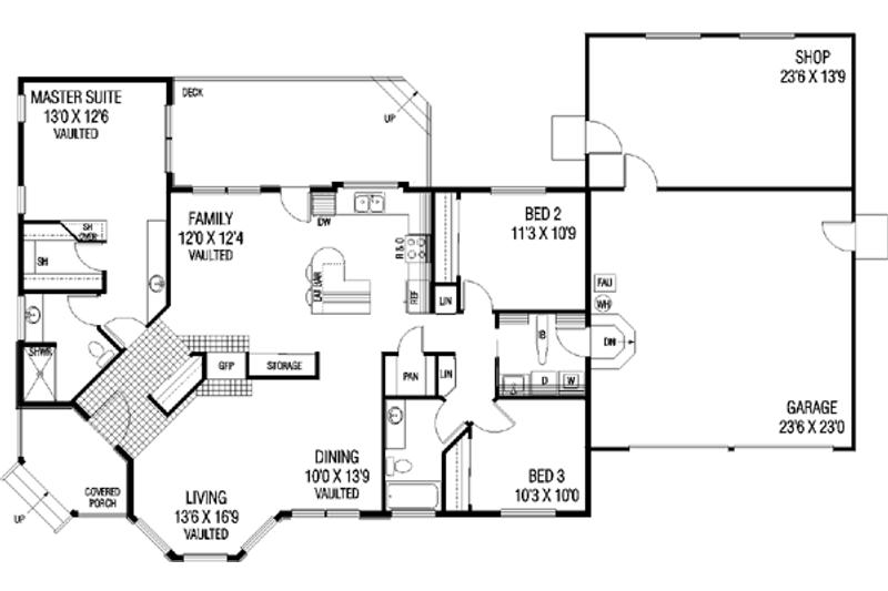 House Plan Design - Floor Plan - Main Floor for Traditional House Plan #60-434 - 3 bed, 2 bath