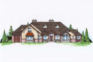 Country Exterior - Front Elevation Plan #5-416
