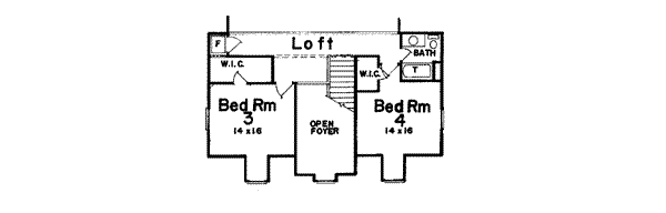 Southern Floor Plan - Upper Floor Plan #52-116