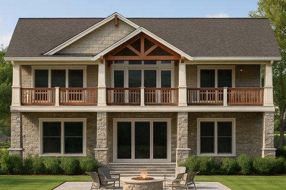 Exterior - Rear Elevation for Craftsman House Plan #112-306 - 2 bed, 2 bath