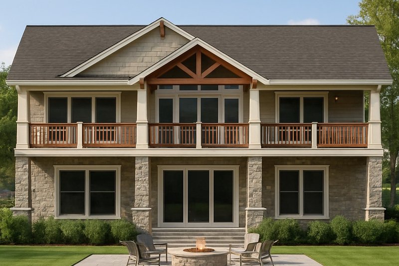 House Blueprint - Exterior - Rear Elevation for Craftsman House Plan #112-306 - 2 bed, 2 bath